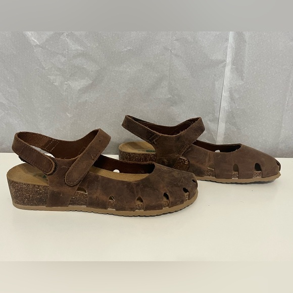 BIONATURA Solo Mary Jane Closed Toe Leather Sandals Cork Heel adjustable Sz 39/8 - Picture 4 of 9